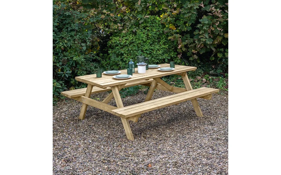 Forest Large Rectangular Wooden Garden Picnic Table 5â 11 X 5â 3 1