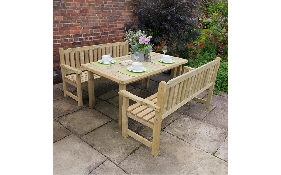 Forest Rosedene Wooden Garden Table And Benches Set 5'5 X 6'2 1