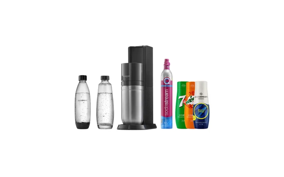 Sparkling Water Maker Sodastream Duo Black 2 Bottles Syrup Set 7up X Mirinda X Energy