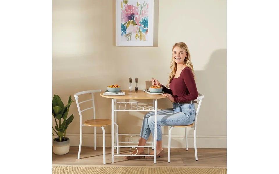 2 Seater Dining Table Set - Cream White