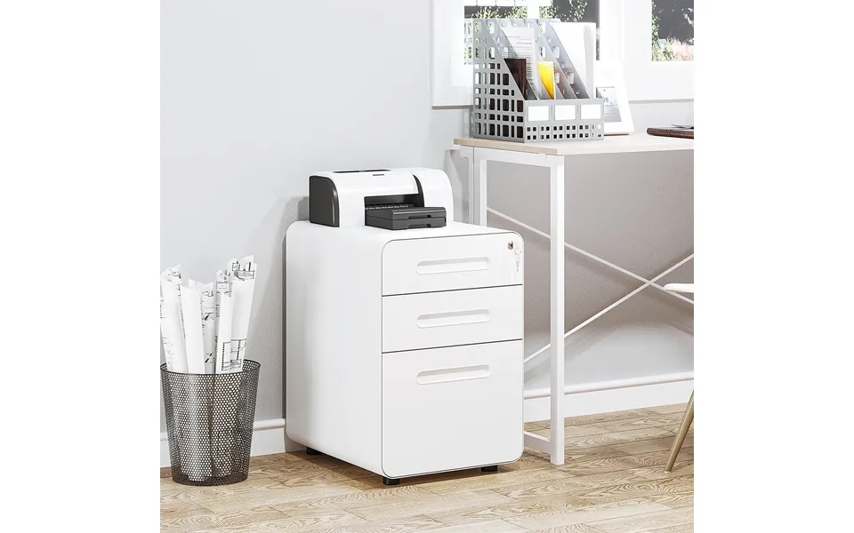 3 Drawer Modern Metal Filing Cabinet White