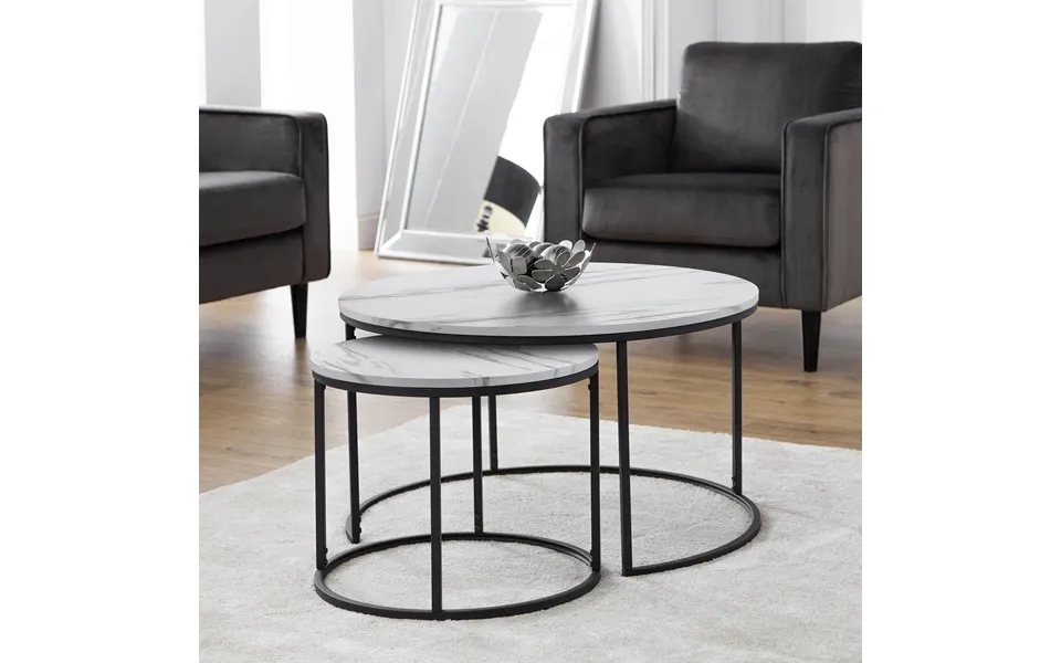 Belvedere Nesting Coffee Tables In White Marble