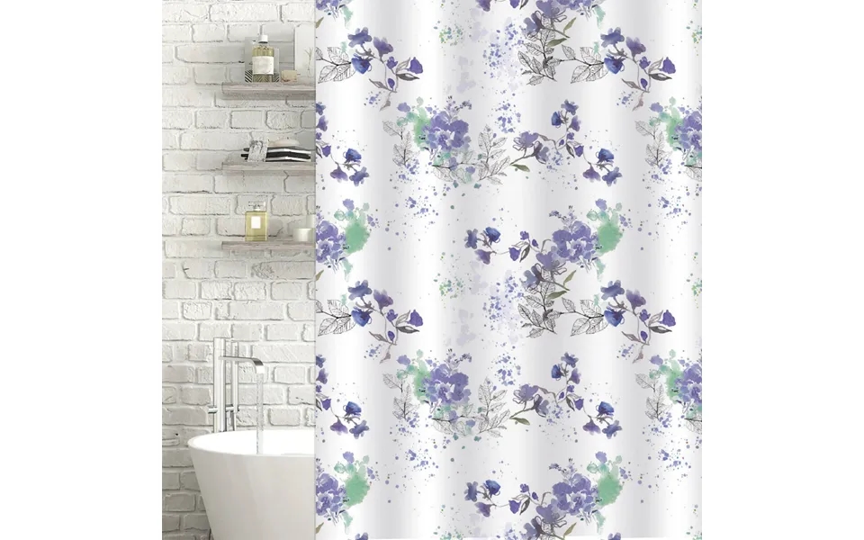 Bouquet White & Lilac Shower Curtain & Curtain Rings