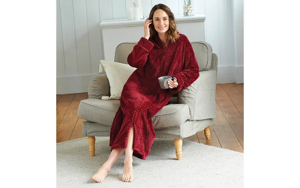 Burgundy Large Waffle Velour House Coat