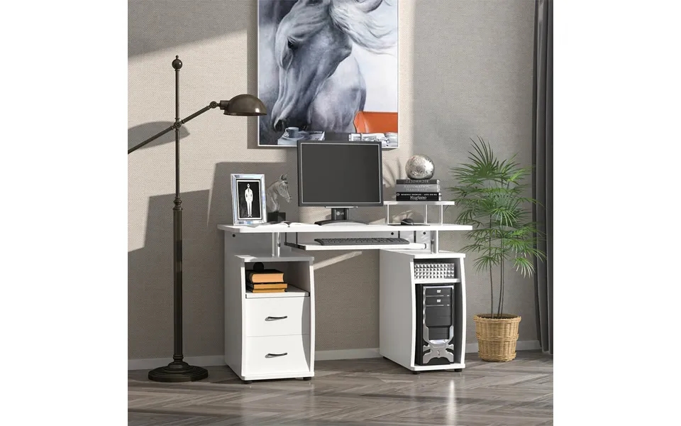 Computer Desk Keyboard Tray And Drawers White