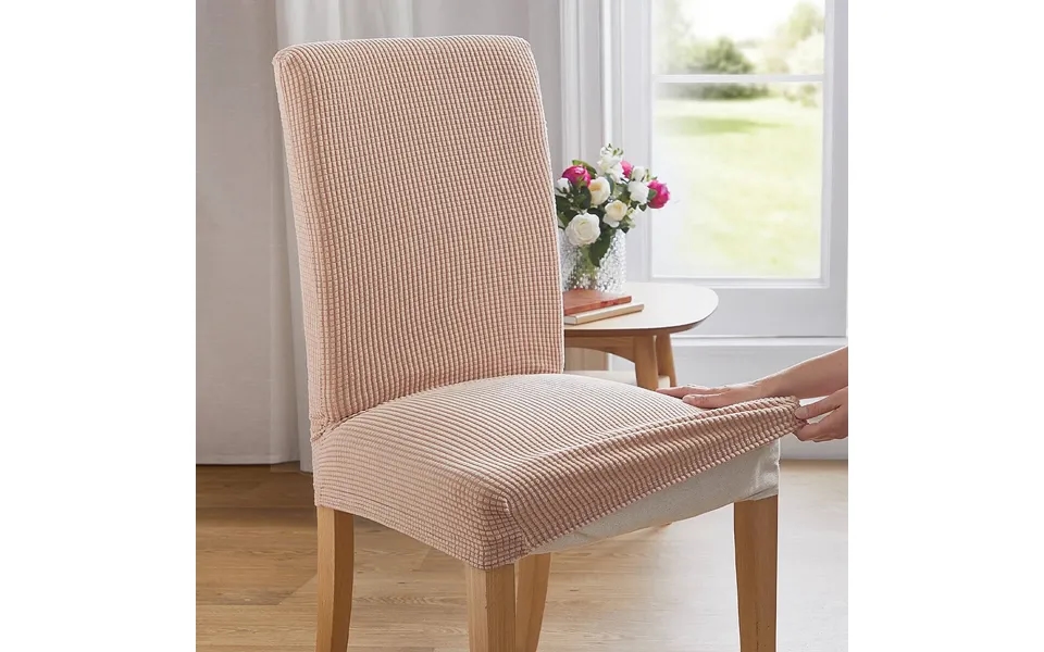 Dining Chair Covers Pair Biscuit Stretches H41-56cm,w41-56cm,d38-48cm