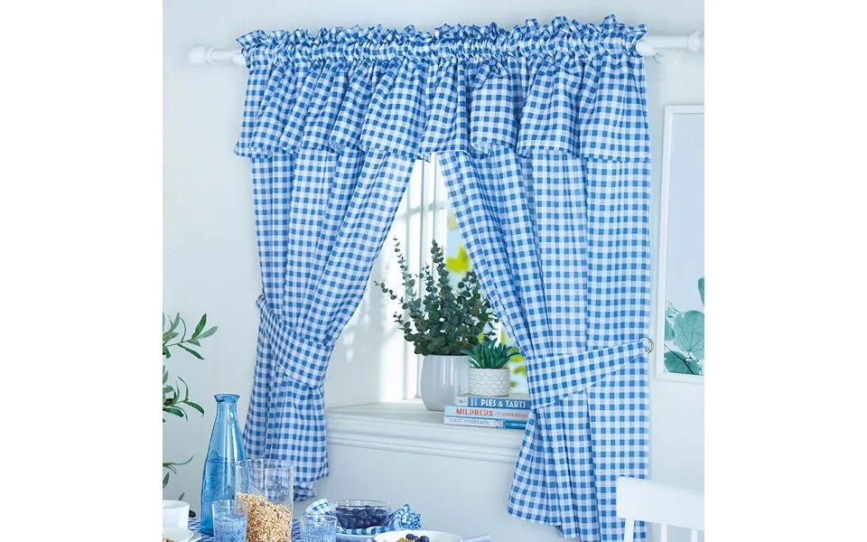 Gigham Curtain Set Blue 45 X 47''