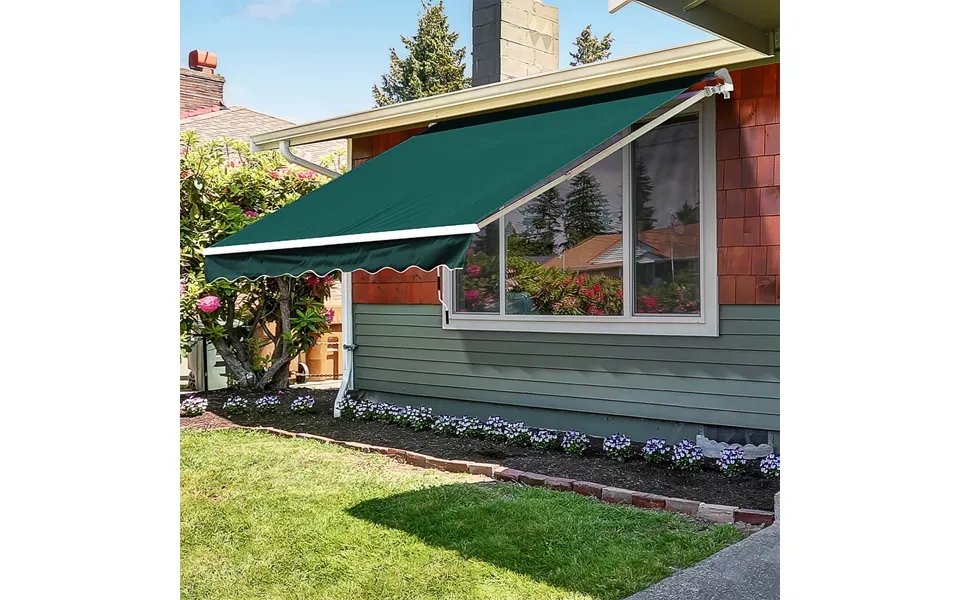 Green 3.5 X 2.5m Garden Retractable Sun Shade Awning