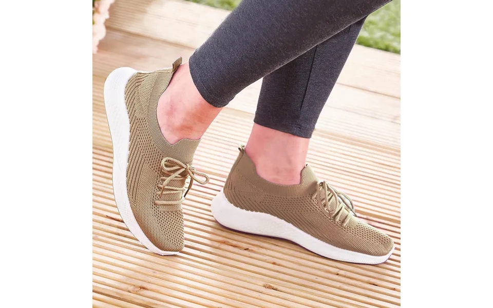 Ladies Airflow Slip On Trainers Taupe Size 7