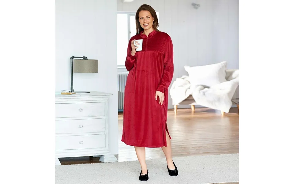 Ladies Dressing Gown Velour Wine Small
