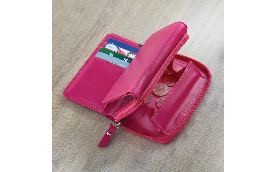 Ladies Magenta Rfid Coin Tray Wallet