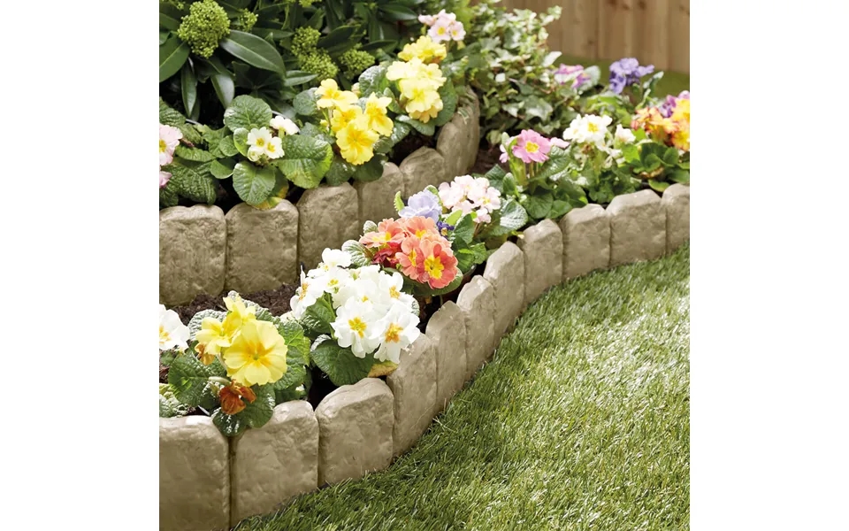Lawn Edging Cobbled Stone-effect Packs Of 10 W25 X H10cm L2.4m