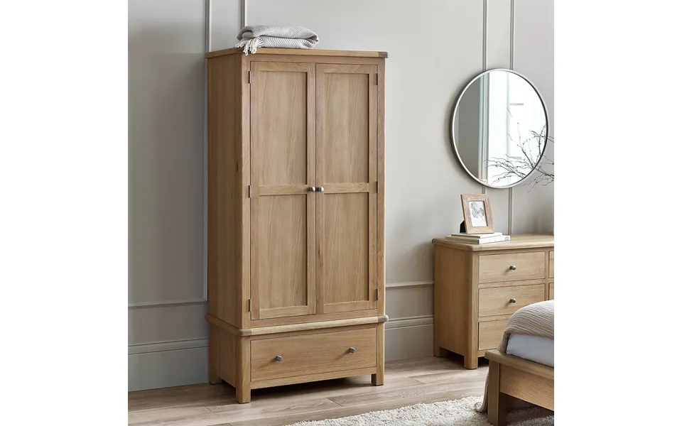 Limedium Oak 2 Door 1 Drawer Wardrobe