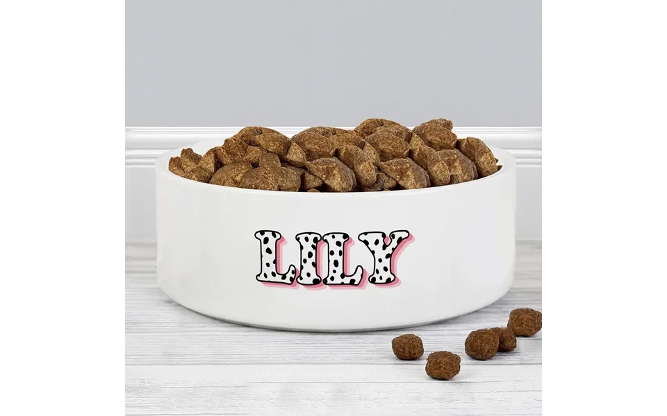Medium Pet Bowl Pink Spots Personalised