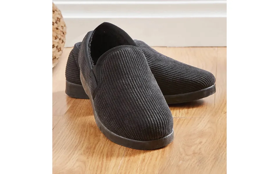 Mens Thinsulate Slippers Black Ribbed Uk Size 8