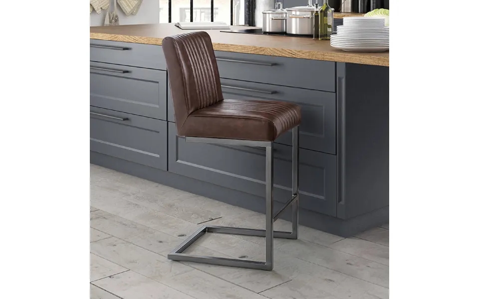 Montclair Bar Stool Brown Faux Leather Set Of 2