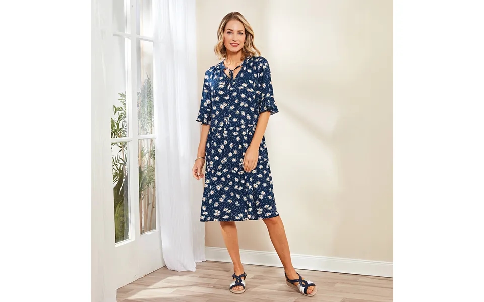 Navy Print Xl Flattering Tiered Dress