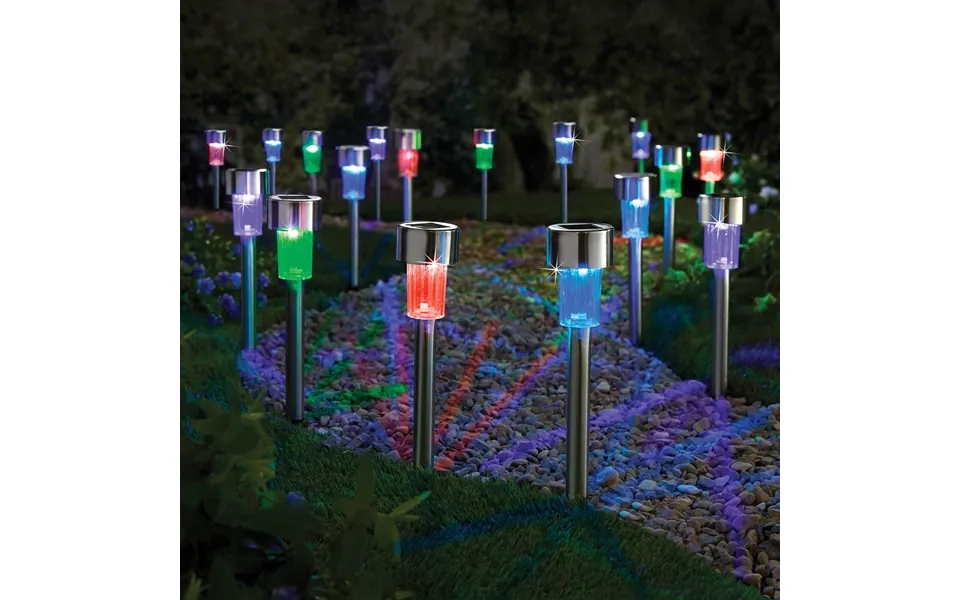 Set 12 Colour Changing Solar Stake Lights