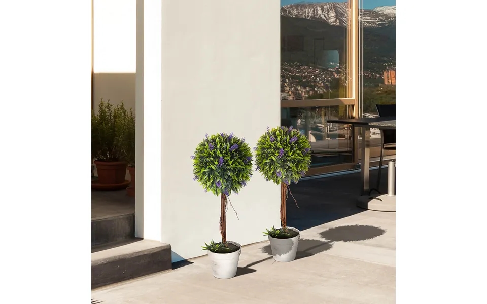 Set Of 2 Lavender Ball Trees 60cm