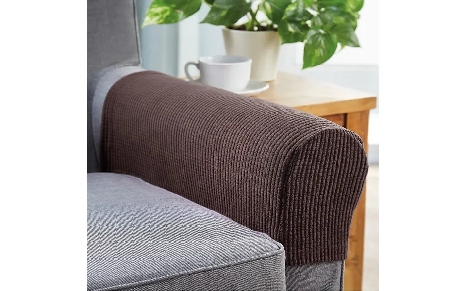 Sofa Armrest Cover Pair Brown L52 X W18 X H28cm