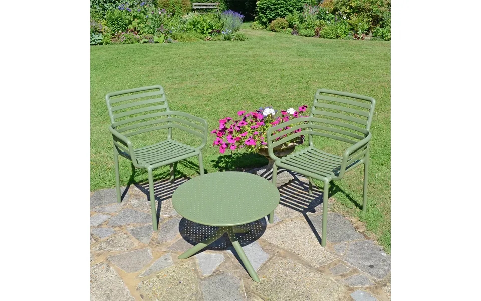 Step Table With 2 Doga Chair Set Olive