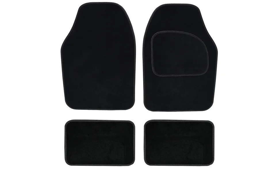 Velour Black Black Binding 4 Pce Carpet Mats