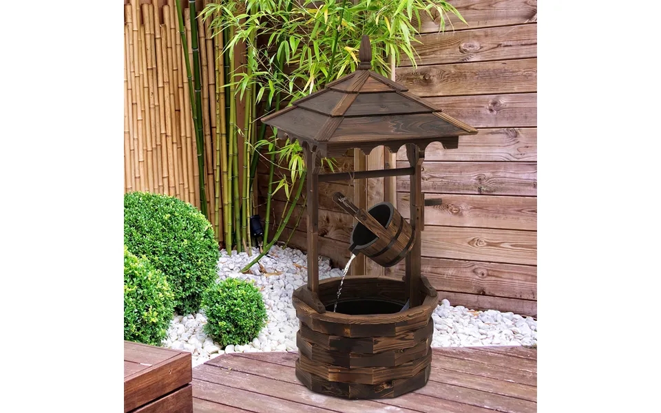 Wood Garden Wishing Well Fountain