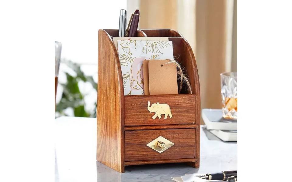 Wooden Desk Organiser H20 X W12.5 X D10cm