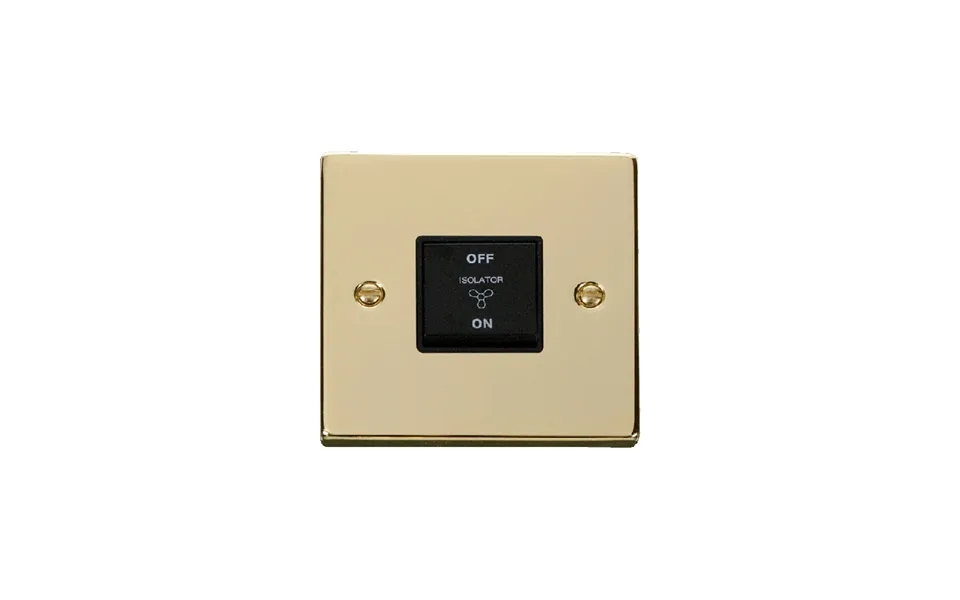 Click Deco 10a 1 Gang 3 Pole Fan Isolation Switch Polished Brass Insert Black