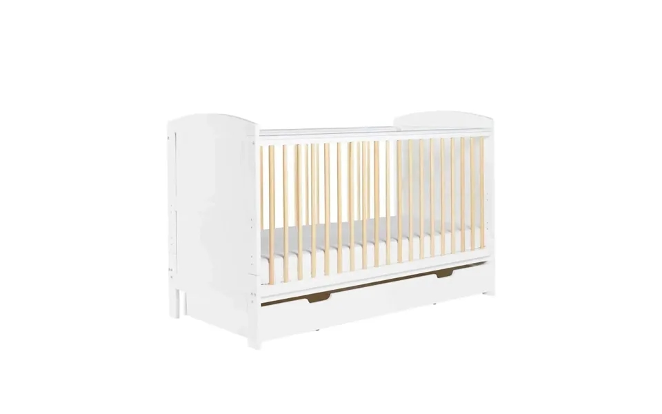 Ickle Bubba Coleby Scandi Cot Bed With Under Drawer Scandi White - Fibre Mattress