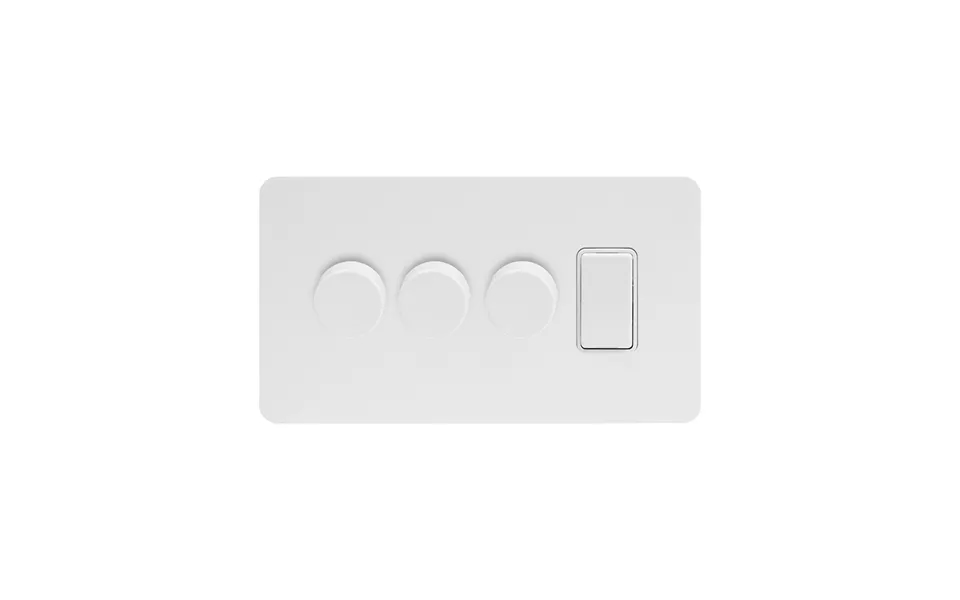 Soho Lighting White Metal Flat Plate 4 Gang Switch With 3 Dimmers 3x150w Led Dimmer 1x20a Switch