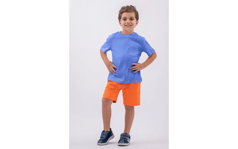 Enorsia Boy's Blue Basic T-shirt With Pocket - Uk 7 Yrs