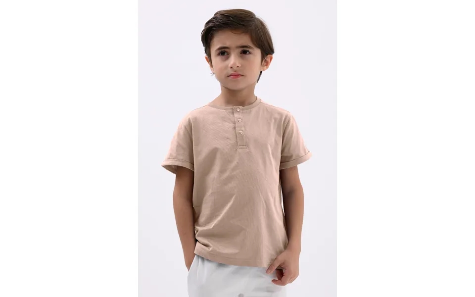 Enorsia Boys Cream Half Placket Button Front T-shirt - Uk 12 18 Mths
