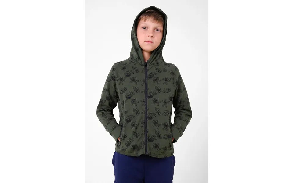 Enorsia Boys Green Printed Zipper Hoodie 12 18mths-7yrs - Uk 11 Yrs