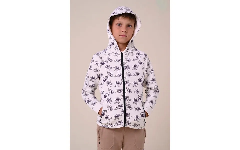 Enorsia Boys White Printed Zipper Hoodie 12 18mths-7yrs - Uk 10 Yrs