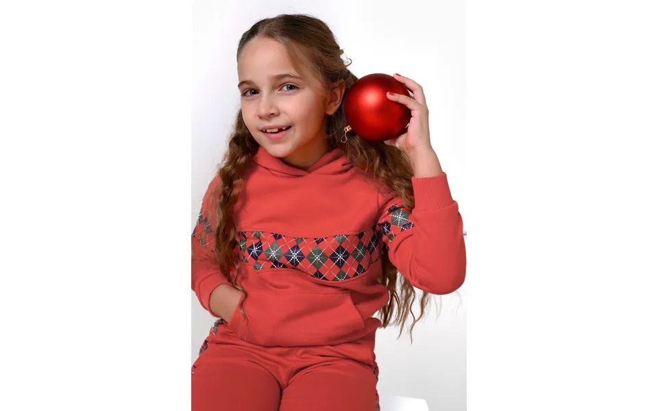 Enorsia Girls Red Argyle Christmas Hoodie 12 18mths-7yrs - Uk 5 6 Yrs