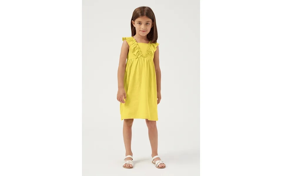 Enorsia Girls Yellow Square Neck Ruffle Sleeve Dress - Uk 1.5 2 Yrs