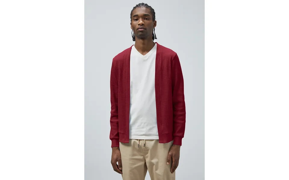 Enorsia Mens Red Waffle Cardigan - Uk