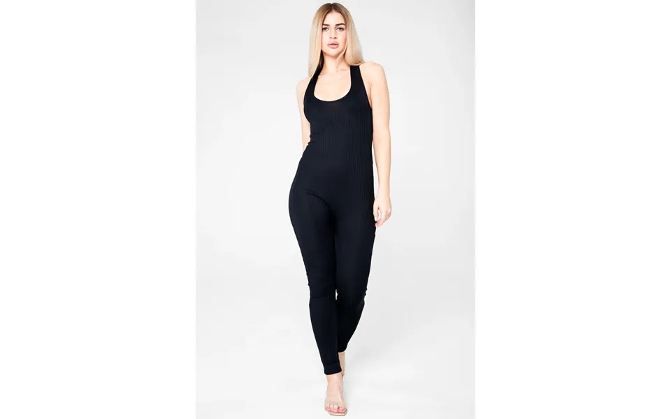 Enorsia Womens Black Criss-cross Back Ribbed Bodysuit - Uk 10