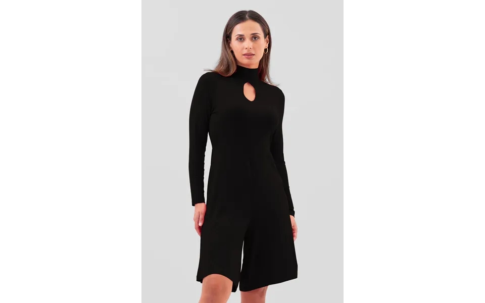 Enorsia Womens Black High Neck Long Sleeve Playsuit - Uk 12