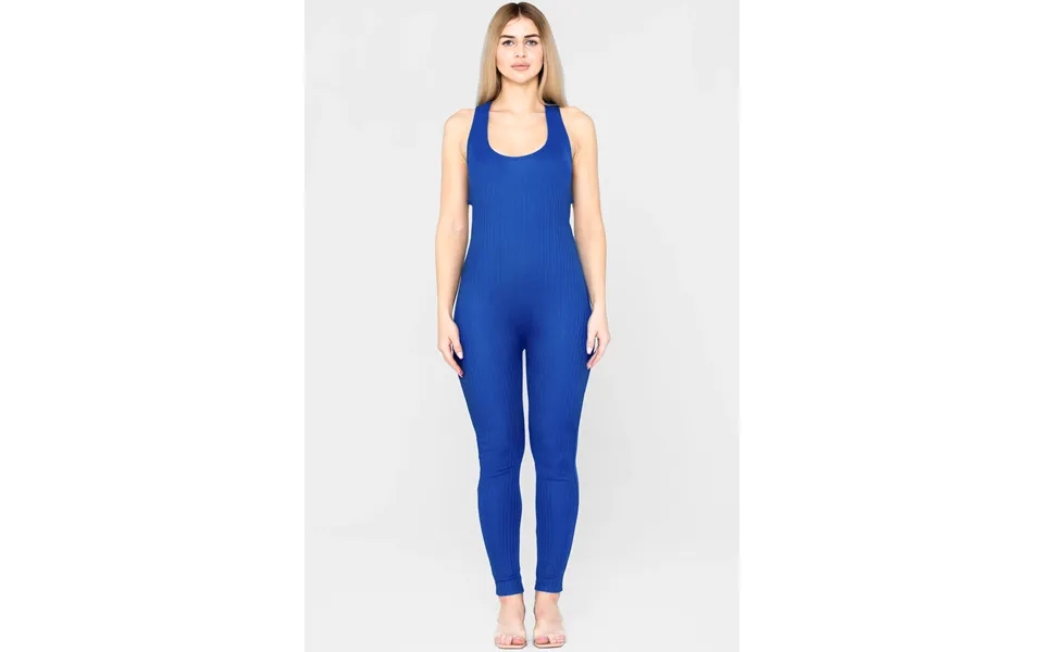 Enorsia Womens Blue Criss-cross Back Ribbed Bodysuit - Uk 16
