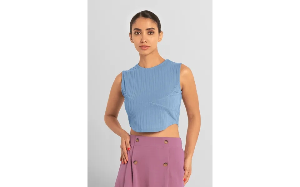 Enorsia Womens Blue Sleeveless Curve Hem Workout Top - Uk 16