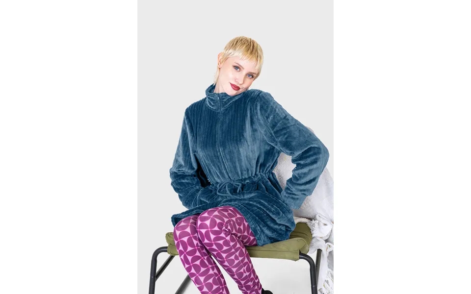 Enorsia Womens Blue Supersoft Coral Fleece Zip Through Dressing Gown - Uk 14