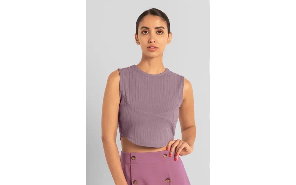 Enorsia Womens Purple Sleeveless Curve Hem Workout Top - Uk 12