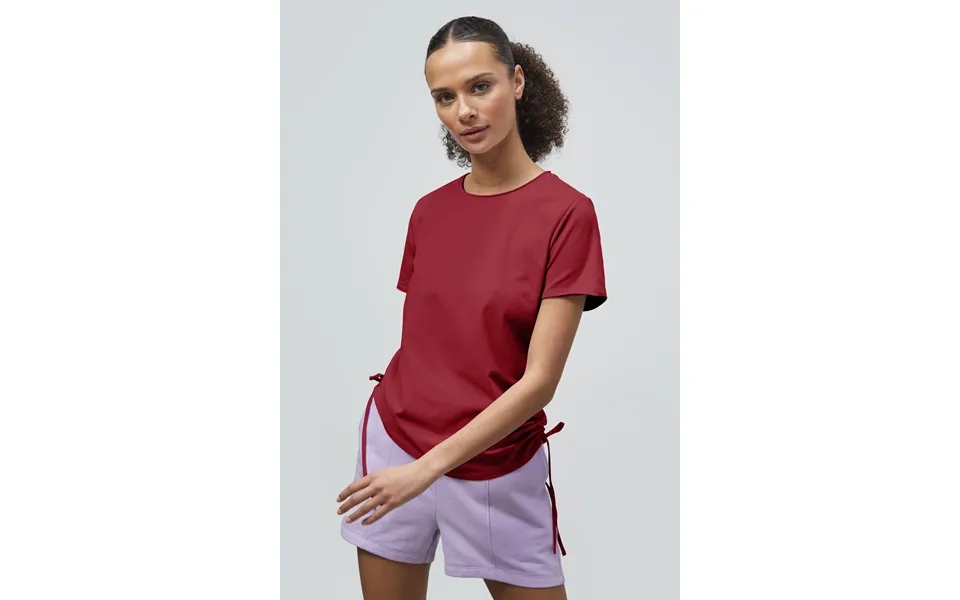 Enorsia Womens Red Ruched Side Seam T-shirt - Uk 12