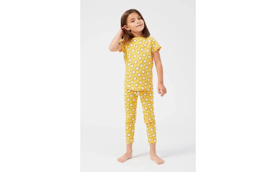 Enorsia Yellow Cotton Girls Nightwear Set T-shirt & Cropped Pyjama - Uk 12 18 Mths