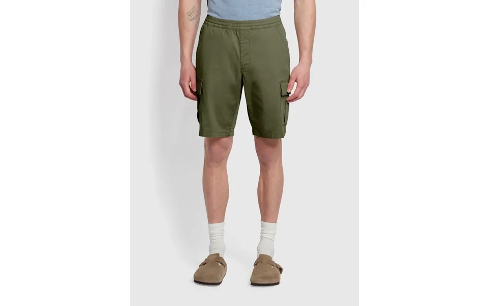 Farah Crane Twill Cargo Drawstring Shorts In Green