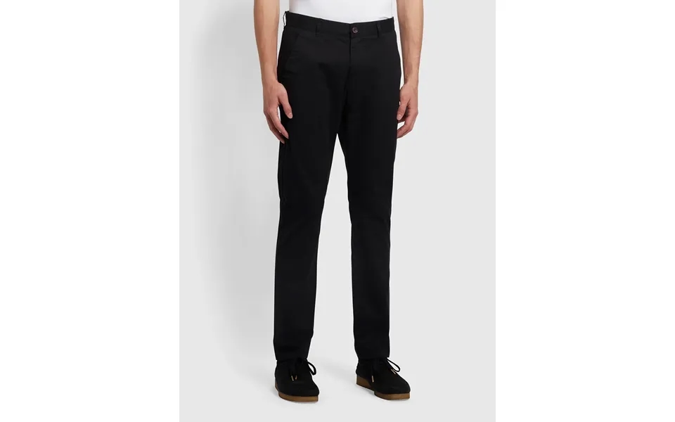Farah Elm Regular Fit Organic Cotton Twill Chinos In Black