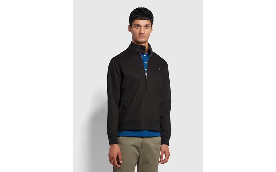 Farah Waldorf Regular Fit Harrington Organic Cotton Jacket In Black