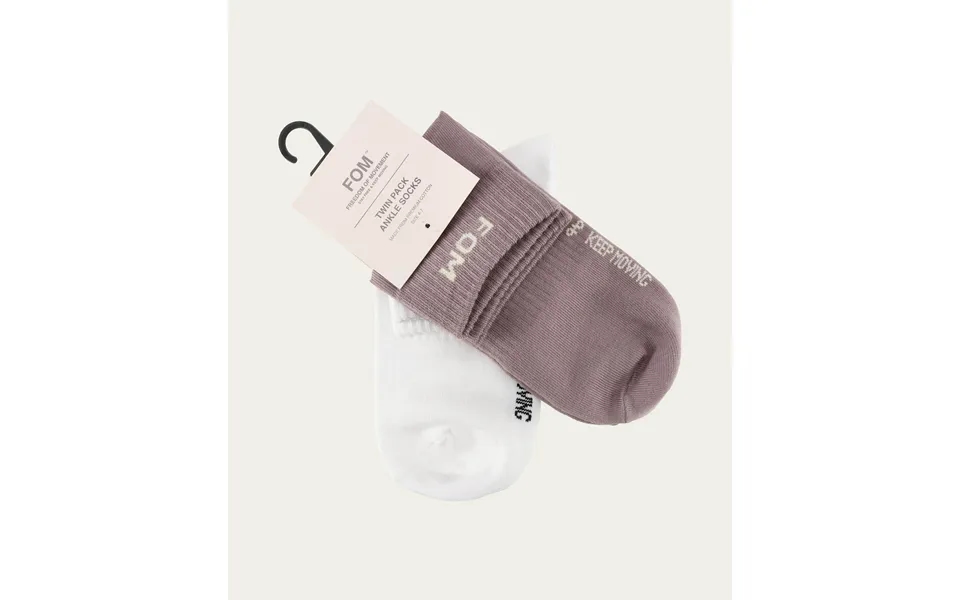 Socks Fom Ankle Twin Pack - White & Lilac Grey Size 4-7